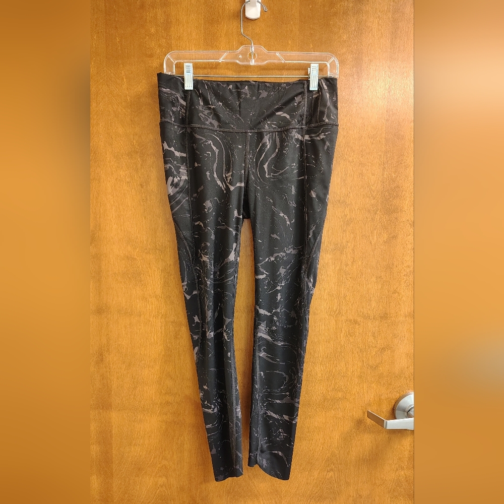 Athleta Black Marble Print Women's Leggings